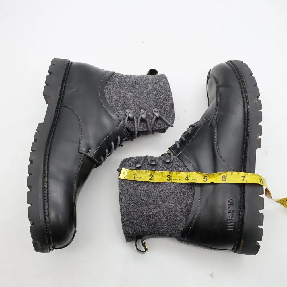 Birkenstock Timmins Men's Size EU 45 US 12 High Black Leather Boots Boiled Wool - Picture 6 of 13